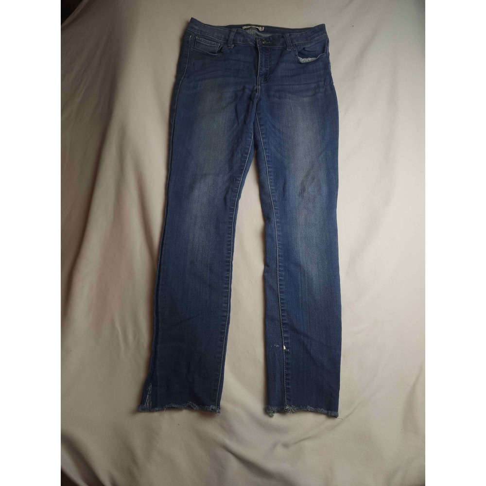 Cello Jeans Womens Size 9 Blue Medium Wash Straight Leg Raw Hem Frayed Denim
